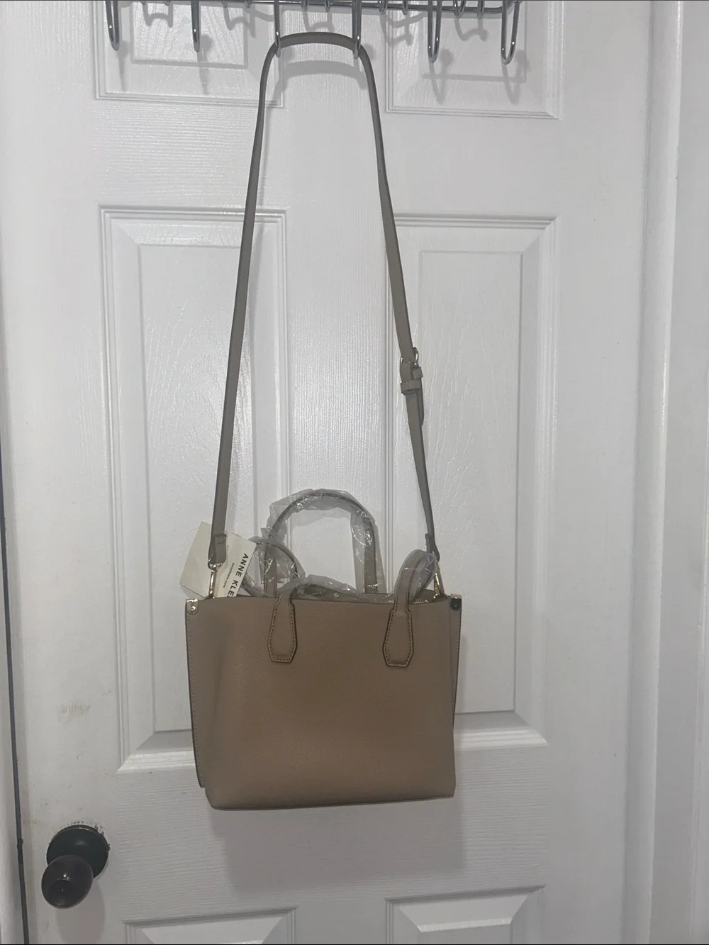 Anne Klein “Montana.” NWT Stone color. AKH4518. W/ coin purse.Turn lock in front